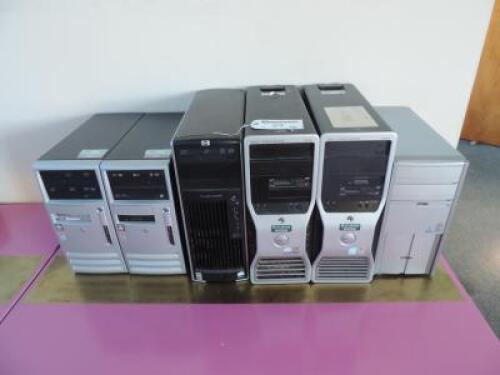 6 x Assorted Redundant PC'S for Spares or Repair to include: HP,DELL & Bercom. NOTE: no hard drives.