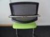 4 x Cantilever Chairs with Green Padded Seat, Mesh Back and On Chrome Frame. - 4