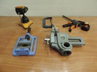 3 x Model Vices to Include: 1 x Axminster, 1 x Maplin & 1 x Sober & 2 G Clamps (As Viewed/Pictured).
