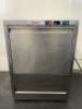 Teikos Glasswasher, Type TS601 DET PS. Comes with 1 Tray. Size H83cm x W60cm x D60cm. NOTE: damage to button (As Viewed).
