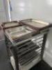Stainless Steel Table with 8 Tray Slot Under, Size H80cm x W48cm x D63cm. Comes with an Assorted lot of Trays & Tins (As Viewed/Pictured). - 5