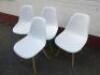 4 x Eames Style Chairs in White with Light Wood Legs. - 2