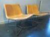 Pair of Westelm Brown Leather Sling Back Chairs on Metal Frame. Size H71cm x W66cm x D66cm. - 2
