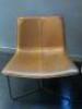Pair of Westelm Brown Leather Sling Back Chairs on Metal Frame. Size H71cm x W66cm x D66cm. - 3