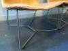 Pair of Westelm Brown Leather Sling Back Chairs on Metal Frame. Size H71cm x W66cm x D66cm. - 4