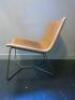 Pair of Westelm Brown Leather Sling Back Chairs on Metal Frame. Size H71cm x W66cm x D66cm. - 5