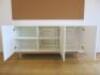 Wooden 3 Door Cabinet in White with Shelves. Size H79 x W160cm x D45cm. NOTE: back panel cut out. - 3