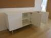 Wooden 3 Door Cabinet in White with Shelves. Size H79 x W160cm x D45cm. NOTE: back panel cut out. - 6