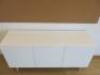 Wooden 3 Door Cabinet in White with Shelves. Size H79 x W160cm x D45cm. NOTE: back panel cut out. - 7