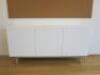 Wooden 3 Door Cabinet in White with Shelves. Size H79 x W160cm x D45cm.
