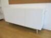 Wooden 3 Door Cabinet in White with Shelves. Size H79 x W160cm x D45cm. - 6