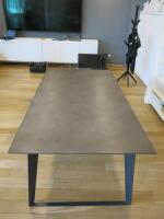 Black Metal Framed Dining/Boardroom Table with Grey Concrete Top. Size H77cm x W190cm x D100cm