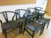 6 x Black Wishbone Chairs with Black Seat, Size H78cm x W50cm x D42cm. - 2