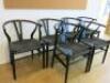 6 x Black Wishbone Chairs with Black Seat, Size H78cm x W50cm x D42cm. - 2