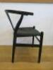 6 x Black Wishbone Chairs with Black Seat, Size H78cm x W50cm x D42cm. - 6