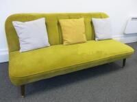 MADE Pear Green Brushed Velour Button Back Sofa/Day Bed on Wooden Legs, Size H82cm x W186cm x D80cm. Comes with 3 Scatter Cushions.