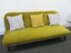MADE Pear Green Brushed Velour Button Back Sofa/Day Bed on Wooden Legs, Size H82cm x W186cm x D80cm. Comes with 3 Scatter Cushions. - 2