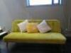 MADE Pear Green Brushed Velour Button Back Sofa/Day Bed on Wooden Legs, Size H82cm x W186cm x D80cm. Comes with 3 Scatter Cushions. - 3