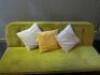 MADE Pear Green Brushed Velour Button Back Sofa/Day Bed on Wooden Legs, Size H82cm x W186cm x D80cm. Comes with 3 Scatter Cushions. - 5