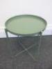 Green Metal Side Tray Table on Frame Base. - 2