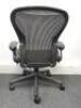 Herman Miller Aeron Ergonomic Adjustable Mesh Office Chair in Graphite Grey with Adjustable Arm Rests & Leather Padded Arm Caps, Size B. - 3