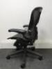 Herman Miller Aeron Ergonomic Adjustable Mesh Office Chair in Graphite Grey with Adjustable Arm Rests & Leather Padded Arm Caps, Size B. - 2