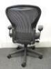 Herman Miller Aeron Ergonomic Adjustable Mesh Office Chair in Graphite Grey with Adjustable Arm Rests & Leather Padded Arm Caps, Size B. - 3