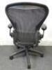 Herman Miller Aeron Ergonomic Adjustable Mesh Office Chair in Graphite Grey with Adjustable Arm Rests & Leather Padded Arm Caps, Size B. - 3