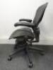 Herman Miller Aeron Ergonomic Adjustable Mesh Office Chair in Graphite Grey with Adjustable Arm Rests & Leather Padded Arm Caps, Size B. - 2
