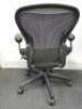 Herman Miller Aeron Ergonomic Adjustable Mesh Office Chair in Graphite Grey with Adjustable Arm Rests & Leather Padded Arm Caps, Size B. - 3