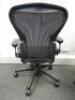 Herman Miller Aeron Ergonomic Adjustable Mesh Office Chair in Graphite Grey with Adjustable Arm Rests & Leather Padded Arm Caps, Size B. - 3