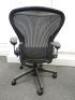 Herman Miller Aeron Ergonomic Adjustable Mesh Office Chair in Graphite Grey with Adjustable Arm Rests & Leather Padded Arm Caps, Size B. - 3
