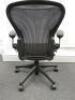 Herman Miller Aeron Ergonomic Adjustable Mesh Office Chair in Graphite Grey with Adjustable Arm Rests & Leather Padded Arm Caps, Size B. - 3