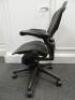 Herman Miller Aeron Ergonomic Adjustable Mesh Office Chair in Graphite Grey with Adjustable Arm Rests & Leather Padded Arm Caps, Size B. - 2