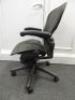Herman Miller Aeron Ergonomic Adjustable Mesh Office Chair in Graphite Grey with Adjustable Arm Rests & Leather Padded Arm Caps, Size B. - 2