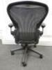 Herman Miller Aeron Ergonomic Adjustable Mesh Office Chair in Graphite Grey with Adjustable Arm Rests & Leather Padded Arm Caps, Size B. - 3