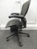 Herman Miller Aeron Ergonomic Adjustable Mesh Office Chair in Graphite Grey with Adjustable Arm Rests & Leather Padded Arm Caps, Size B. - 2