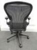 Herman Miller Aeron Ergonomic Adjustable Mesh Office Chair in Graphite Grey with Adjustable Arm Rests & Leather Padded Arm Caps, Size B. - 3