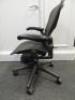 Herman Miller Aeron Ergonomic Adjustable Mesh Office Chair in Graphite Grey with Adjustable Arm Rests & Leather Padded Arm Caps, Size B. - 2