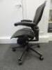 Herman Miller Aeron Ergonomic Adjustable Mesh Office Chair in Graphite Grey with Adjustable Arm Rests & Leather Padded Arm Caps, Size B. - 2