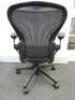 Herman Miller Aeron Ergonomic Adjustable Mesh Office Chair in Graphite Grey with Adjustable Arm Rests & Leather Padded Arm Caps, Size B. - 3