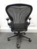 Herman Miller Aeron Ergonomic Adjustable Mesh Office Chair in Graphite Grey with Adjustable Arm Rests & Leather Padded Arm Caps, Size B. - 3