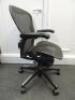Herman Miller Aeron Ergonomic Adjustable Mesh Office Chair in Graphite Grey with Adjustable Arm Rests & Leather Padded Arm Caps, Size B. - 2