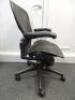 Herman Miller Aeron Ergonomic Adjustable Mesh Office Chair in Graphite Grey with Adjustable Arm Rests & Leather Padded Arm Caps, Size B. - 2