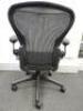 Herman Miller Aeron Ergonomic Adjustable Mesh Office Chair in Graphite Grey with Adjustable Arm Rests & Leather Padded Arm Caps, Size B. - 3