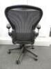 Herman Miller Aeron Ergonomic Adjustable Mesh Office Chair in Graphite Grey with Adjustable Arm Rests & Leather Padded Arm Caps, Size B. - 3