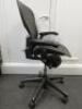 Herman Miller Aeron Ergonomic Adjustable Mesh Office Chair in Graphite Grey with Adjustable Arm Rests & Leather Padded Arm Caps, Size B. - 2