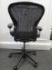 Herman Miller Aeron Ergonomic Adjustable Mesh Office Chair in Graphite Grey with Adjustable Arm Rests & Leather Padded Arm Caps, Size B. - 3