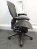 Herman Miller Aeron Ergonomic Adjustable Mesh Office Chair in Graphite Grey with Adjustable Arm Rests & Leather Padded Arm Caps, Size B. - 2