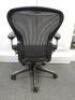 Herman Miller Aeron Ergonomic Adjustable Mesh Office Chair in Graphite Grey with Adjustable Arm Rests & Leather Padded Arm Caps, Size B. - 3